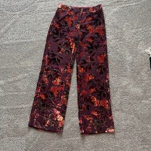 Amanda Uprichard Floral Velvet Burnout Trousers Pants NWOT